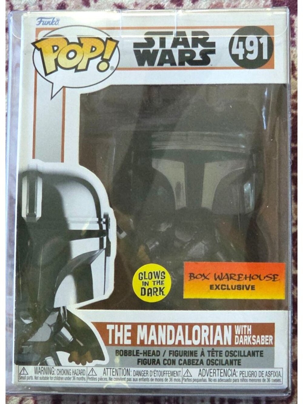 Funko POP Star Wars Mandalorian DarkSaber GITD #491 w/Case Exclusive Glow!!!!!